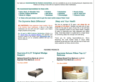 Supreme Beds - web page design